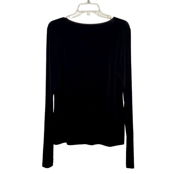 Lafayette 148 Black Viscose Jersey Knit Scoop Neck Long Sleeve Top Tee L - Picture 2 of 4